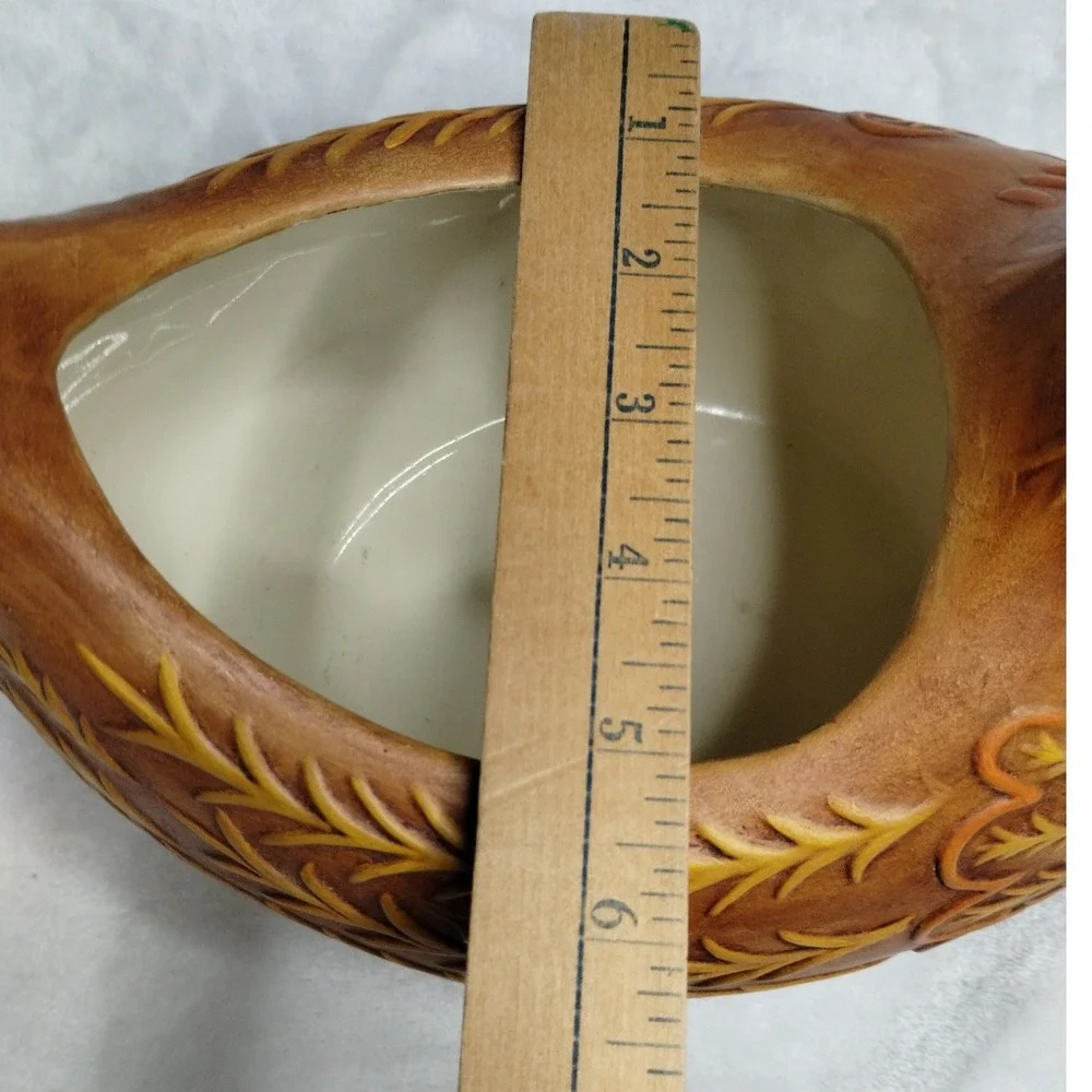 Vintage Ceramic Chicken Planter Brown Yellow Mid Century‎ Farmhouse Decor